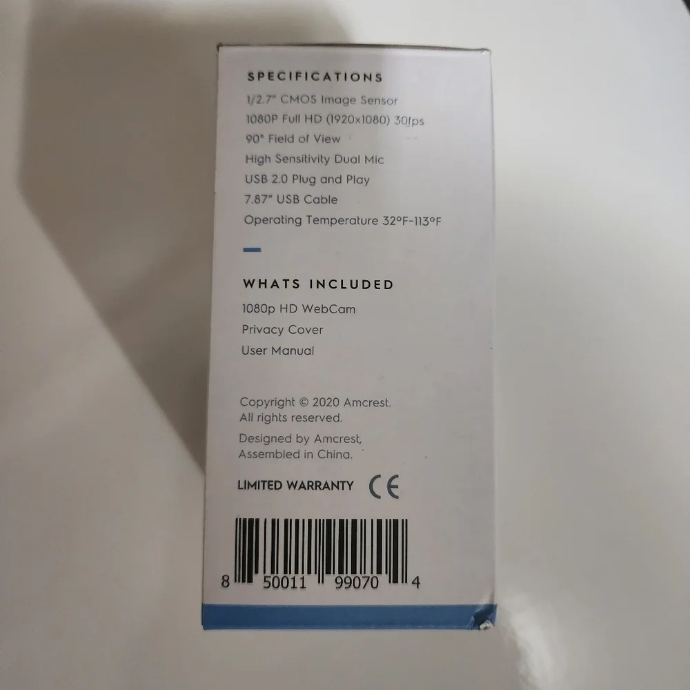 Amcrest 1080P HD Webcam with privacy cover - Black NWT